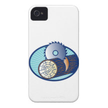 Circular Saw Cutting Log Wood Retro iPhone 4 Case-Mate Case