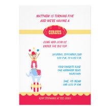 Circus Animals Birthday Invitation