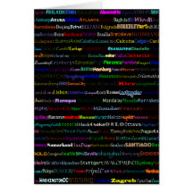 Cities Of The World Text Design I Card (Blank Inte