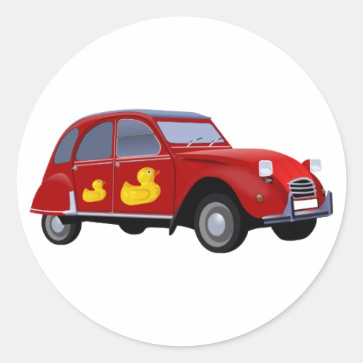 Citroen 2CV Ente Runde Aufkleber