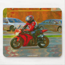 City Biker Motorcycle Fantasy Art Mousepad