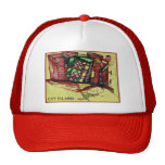 CITY ISLAND red Mesh Hats