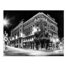 City light and buildings by night postcards