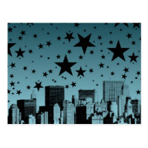 City Skyline Night Postcard