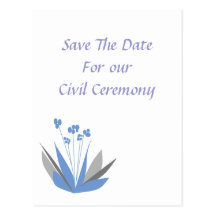 Civil Ceremony Save Date Contemporary flowers Postcard