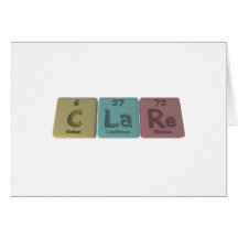 Clare as Carbon Lanthanum Rhenium Greeting Cards
