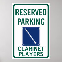 Clarinet Players Parking Posters