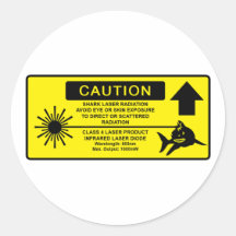 Class 4 Laser Shark Round Stickers