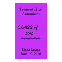 CLASS of   2010, Fancy Purple Grad Card Business Card Templates