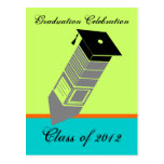 Class of 2012 Invitation Postcard Pencil Green Tea
