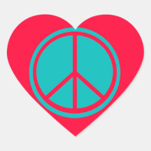 Classic Aqua Blue Peace Sign Stickers