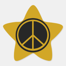 Classic Black Peace Sign Star Sticker