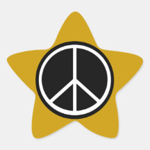 Classic Black White Retro Peace Sign Star Stickers