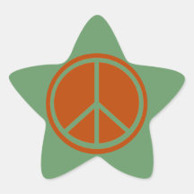 Classic Burnt Orange Peace Sign Star Stickers