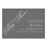 Classic Elegant Script Baby Shower Gray Invitation invitations