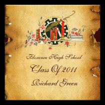 CLASSIC GRADUATION PARCHMENT RED WAX SEAL MONOGRAM invitations