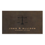 Classic Justice Scale Brown Leather Look Attorney Business Card Template