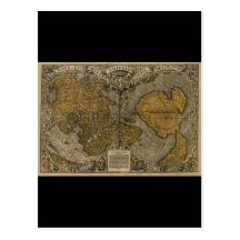 Classic Mediaeval Antique World Map by Oronce Fine Post Card