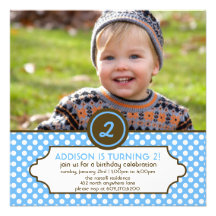 Classic Polka Dot Birthday Invitation (Baby Blue)