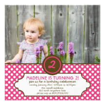 Classic Polka Dot Birthday Invitation (Pink)
