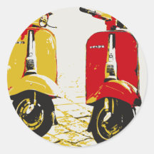 Classic Scooter Round Stickers