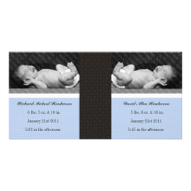 Classic Twin Boys Double New Baby Photo Cards