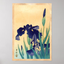 Classic vintage japanese ukiyo-e violet irises art posters