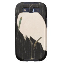 Classic vintage japanese ukiyo-e white crane art galaxy SIII cover