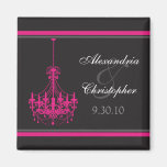 Classy Chandelier Wedding Favour Magnet (pink)
