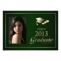 Classy Green and Gold 2013 Graduate Photo Invite