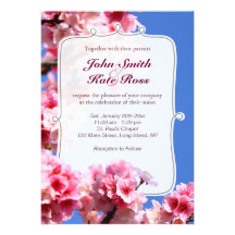 Classy Pink Cherry Blossom Wedding Invitation