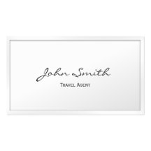 Classy White Border Travel Agent Business Card