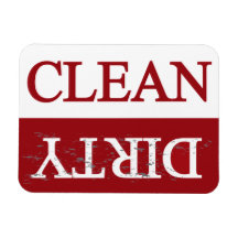Clean dirty maroon dishwasher rectangular magnets