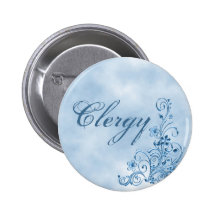Clergy Round Button: Sky Blue Elegance