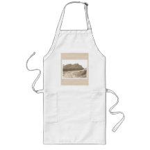 Cliffs in sepia colour. On beige background. Apron