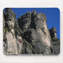 Climbing the vertical, Utah rock formation Mouse Pads