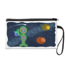 Cloaked Glowing Peace Space Alien Wristlet Purse