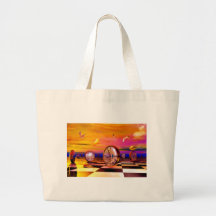 clocks fish canvas bag
