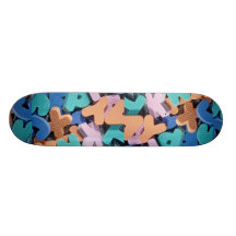 Close-up of foam letters for kids skateboards