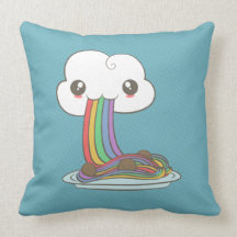 Cloud Eats Rainbow Spaghetti Throw Pillow