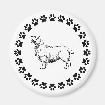 Clumber Spaniel with Pawprints 1 Refrigerator Magnets