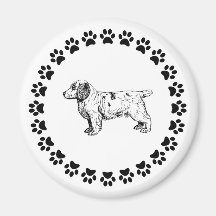 Clumber Spaniel with Pawprints 2 Magnet