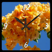Cluster of Golden Bougainvillea Wall Clock wall clocks