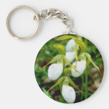 Cluster of white lady slippers keychain