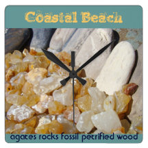 Coastal Beach Wall Clocks Agates Rocks Fossils