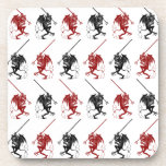 Coaster Little Devils Red Black Zig-Zag Pattern