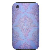 Cobalt Blue and Purple Swirly Damask iPhone 3 Tough Cases