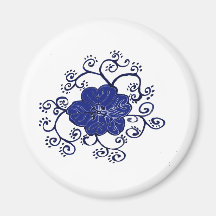 Cobalt Blue Scroll Refrigerator Magnet
