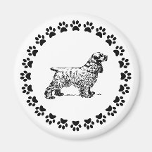 Cocker Spaniel with Pawprints Fridge Magnet