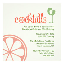 Cocktails Birthday Invitation